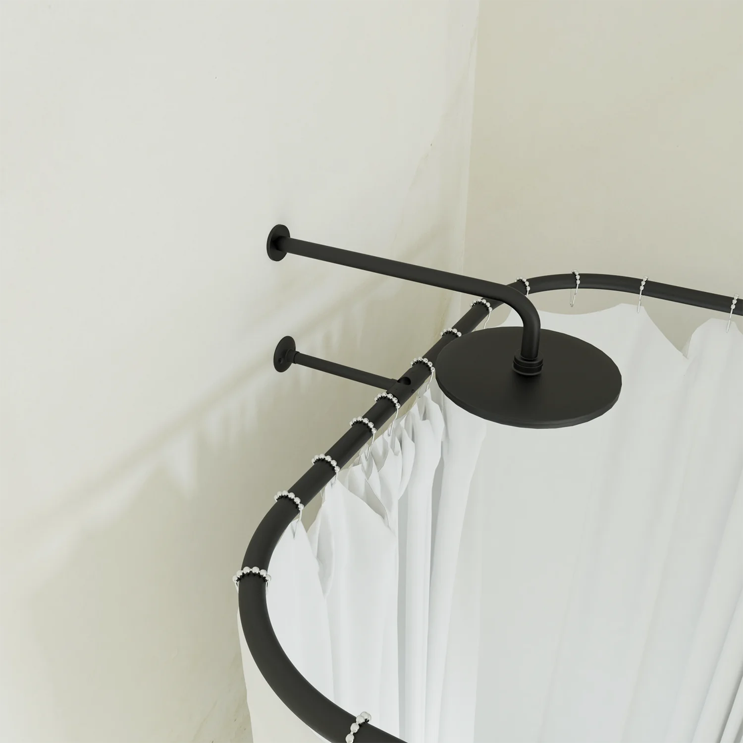 Naiture Hoop Square Shower Curtain Rod with Ceiling Support for Clawfoot Tub, 36" L X 36" W Never Rust Stainless Steel, Black Finish
