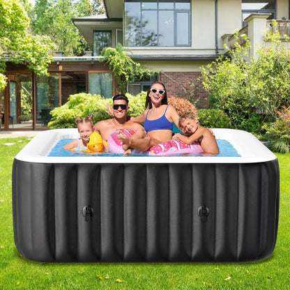 73" X 73" X 25" Inflatable Hot Tub for 4-6 Person Square, 240 Gallon Large Portable Hottub Spa with 130 Bubble Air Jets, Blow Up Spa Bathtub with LED Control Panel, 2 Filter, Temperature up to 104° F