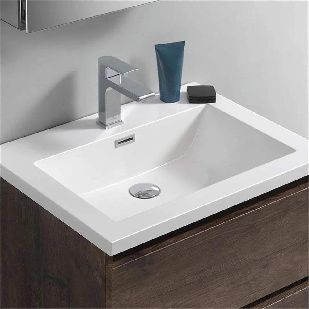Fresca Lazzaro 24" Rosewood Free Standing Modern Bathroom Cabinet w/Integrated Sink