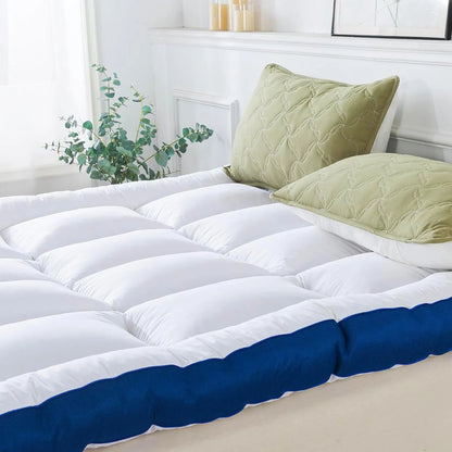 4 Inch Mattress Topper King Size Memory Foam Filled Warming Cooling Fluffy & Soft 100% Air Fabirc Top Memory Foam Pillow Top, Anti-Slip Bottom, 4 Elastic Straps, 80x78x4 Inch, King