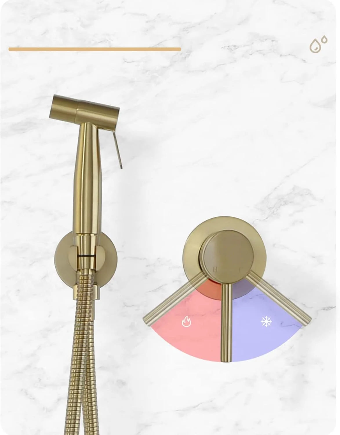 Bidet Faucet, Wall Mounted 2 Holes Brushed Gold Muslim Ducha Higienica Hot Cold Water Mixer Tap Handheld Toilet Washer Faucets
