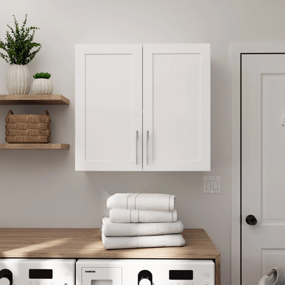 Prepac Elite 32" H Wall Cabinet with Panel Doors, White Storage Cabinet, Bathroom Cabinet, Pantry Cabinet with with 1 Adjustable Shelf 12.75" D x 32" W x 30" H, WSUR-1003-1