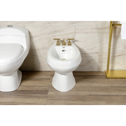 Kingston Brass KB6327CML Manhattan Three-Handle Bidet Faucet with Brass Pop-Up, Brushed Brass