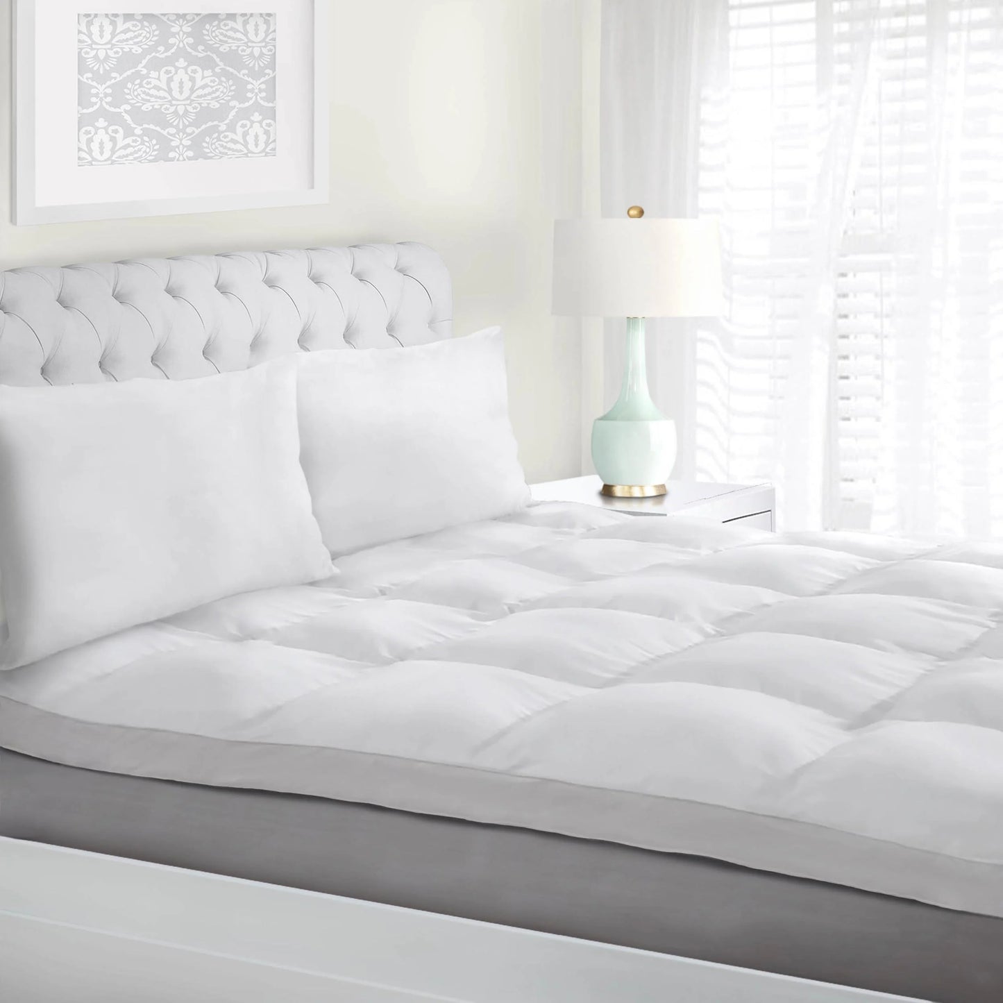 BNM Down Alternative 2 Inch Mattress Topper, King, White