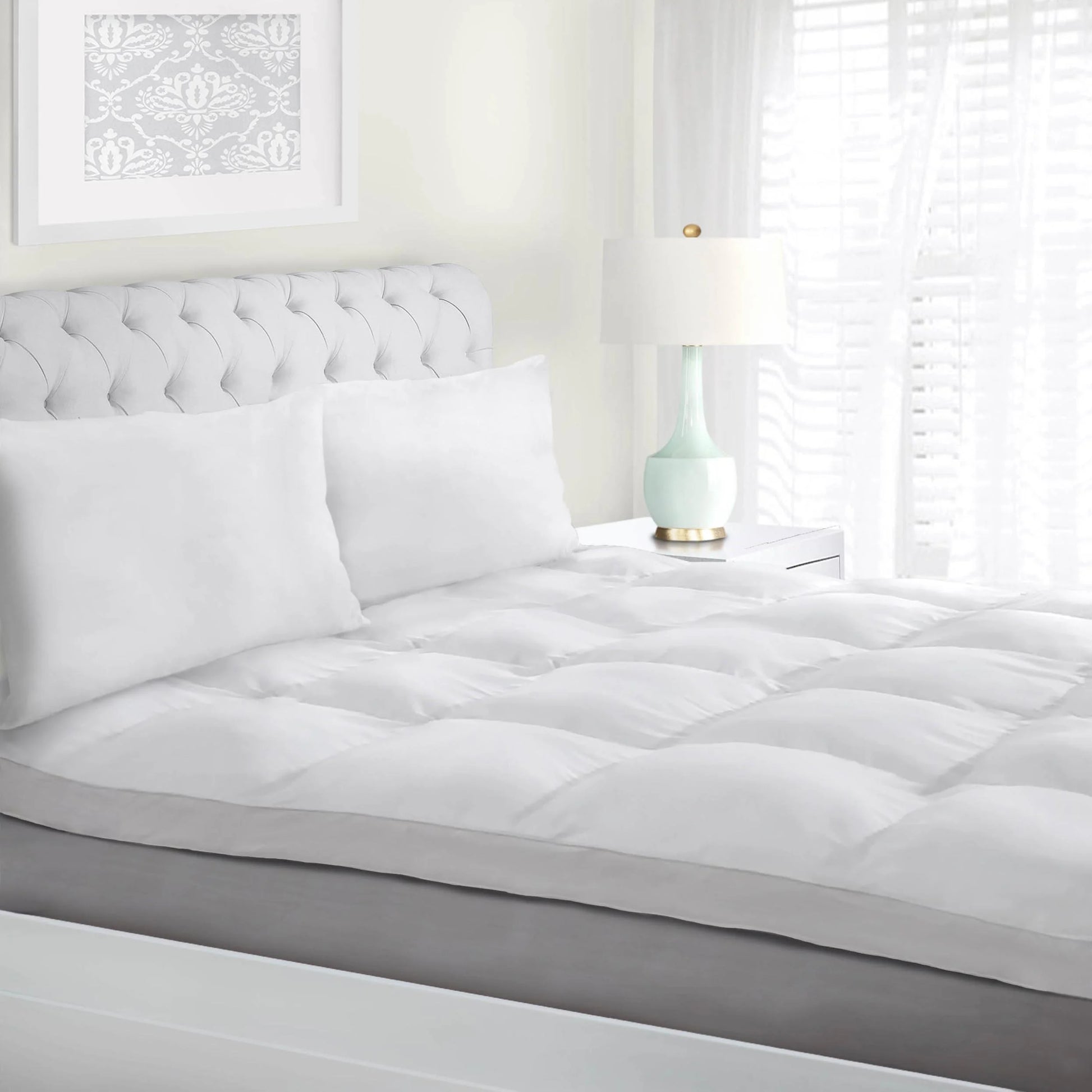 BNM Down Alternative 2 Inch Mattress Topper, King, White