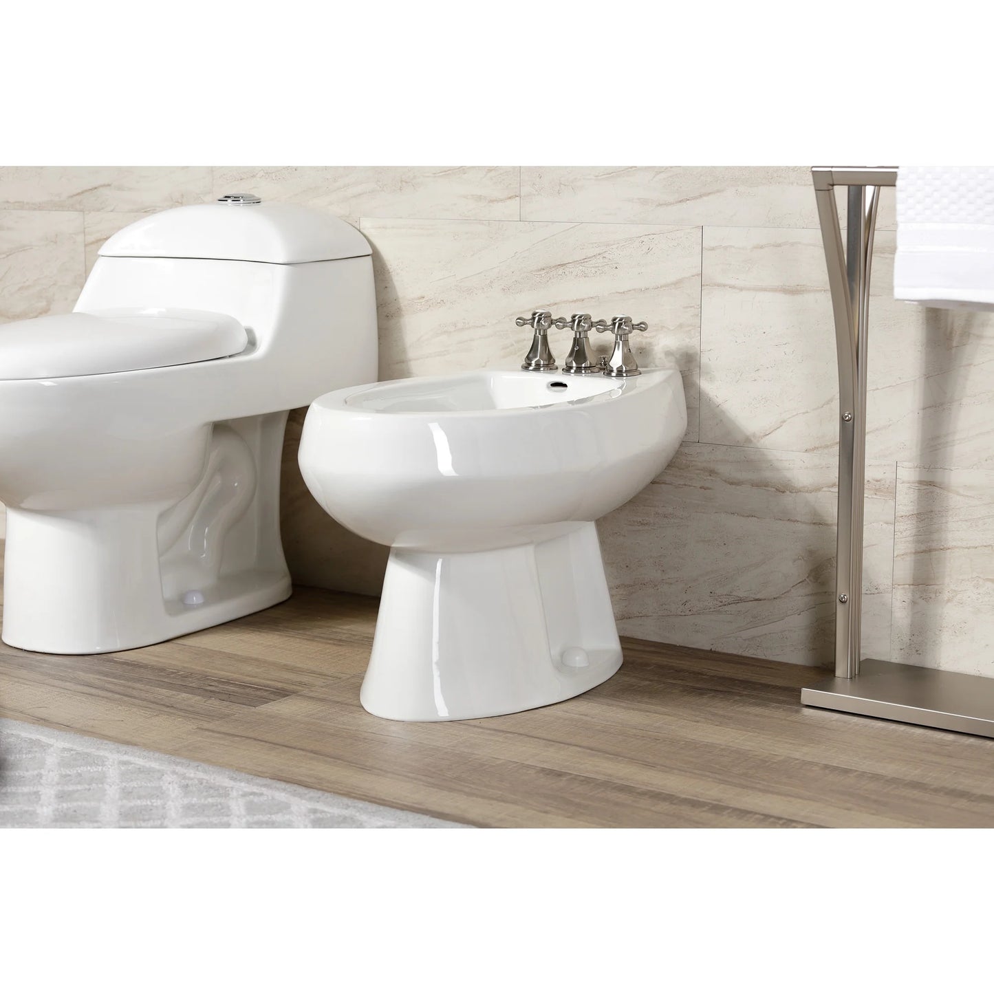 Kingston Brass KB320BX Metropolitan Three-Handle Bidet Faucet with Brass Pop-Up, Matte Black