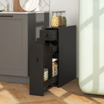 Topbuy Slim Bathroom Storage Cabinet Freestanding Toilet Paper Holder with Slide Out Drawers for Small Spaces White