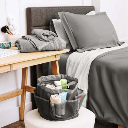Ravure College Dorm Room Essentials Complete Set, Twin XL Comforter Set, Dorm Bedding, Twin Xl Bed In a Bag Comforter Set with All Dorm Accessories and Bedding, Grey