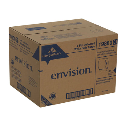 Georgia Pacific Professional Pacific Blue Basic Bathroom Tissue, Septic Safe, 2-Ply, White, 550 Sheets/Roll, 80 Rolls/Carton -GPC1988001