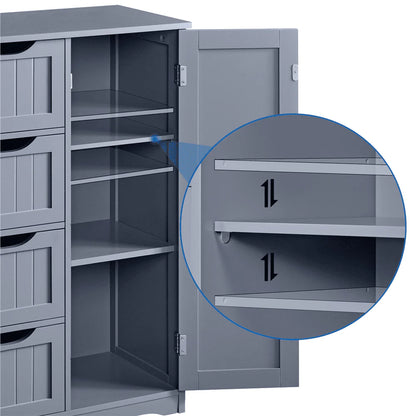 Easyfashion Wooden Bathroom Cabinet Bathroom Storage Unit with 4 Drawers, Gray