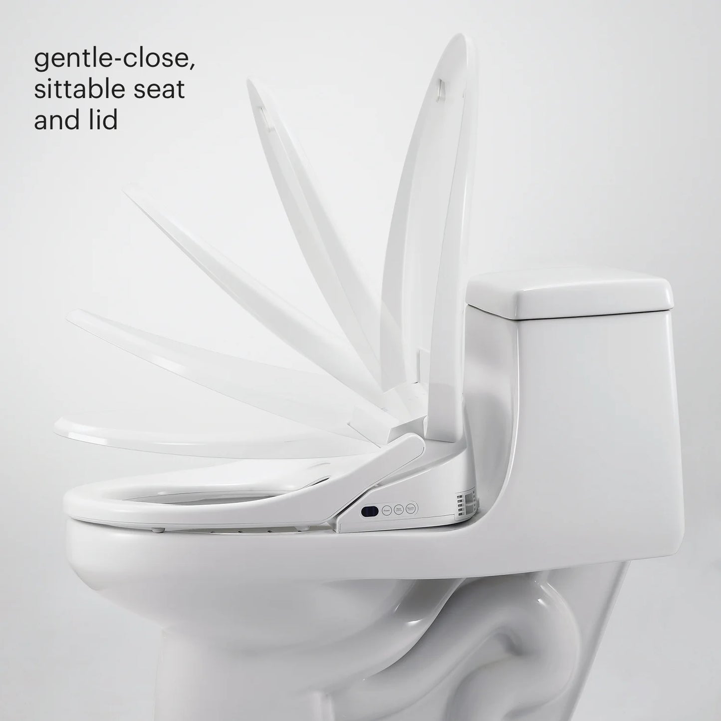 Brondell Bidet Toilet Seat S1400, Smart Toilet Seat, Dual Stainless-Steel, Self-Cleaning Nozzle With Clean Plus Technology, Endless Warm Water Bidet, Warm Air Dryer-Nightlight, Heated Seat, Elongated