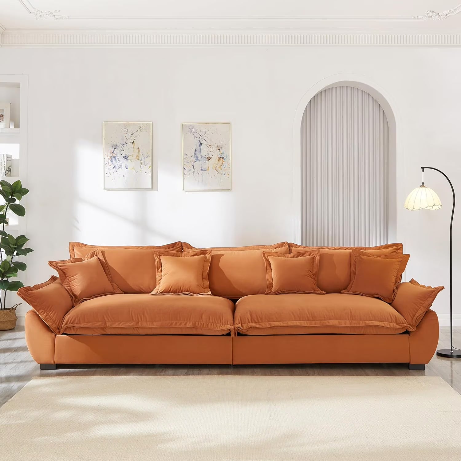 125.98 Inch Sailing Design Modular Sectional Cloud Sofa with Storage, Modern Deep Seat Couch w/Throw Pillows & Removable Backrest for Living Room Bedroom Apartment,Grey