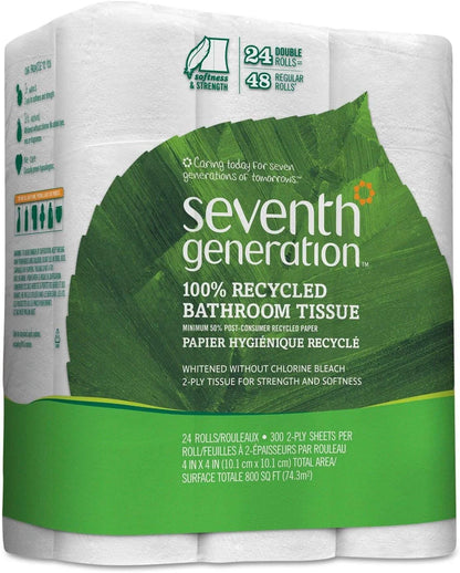 Seventh Generation Bathroom Tissue Paper, 500 sheets per roll -- 60 rolls per case.