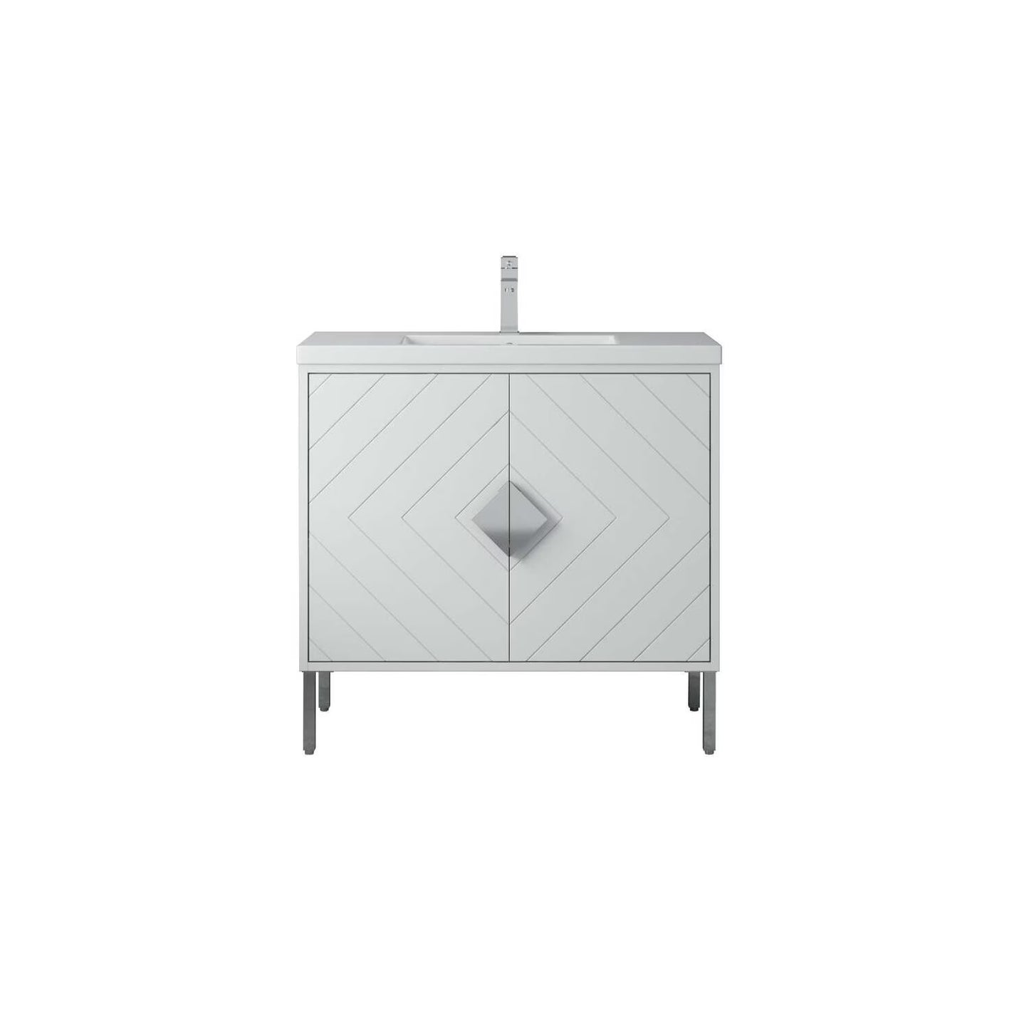 Tennant Brand 24" Modern White Bathroom Vanity with White Acrylic Top
