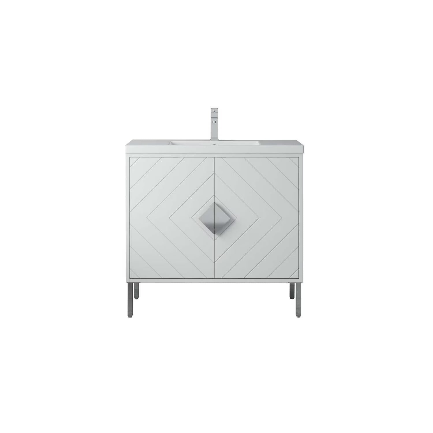 Tennant Brand 24" Modern White Bathroom Vanity with White Acrylic Top