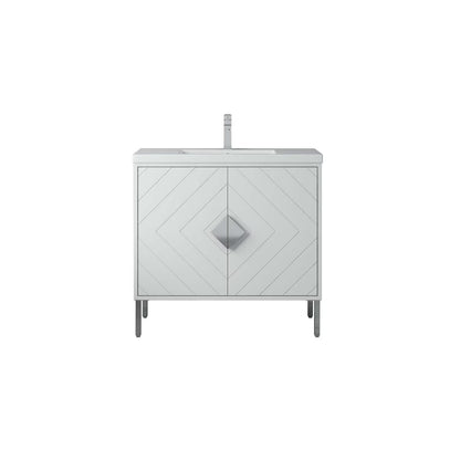 Tennant Brand 24" Modern White Bathroom Vanity with White Acrylic Top