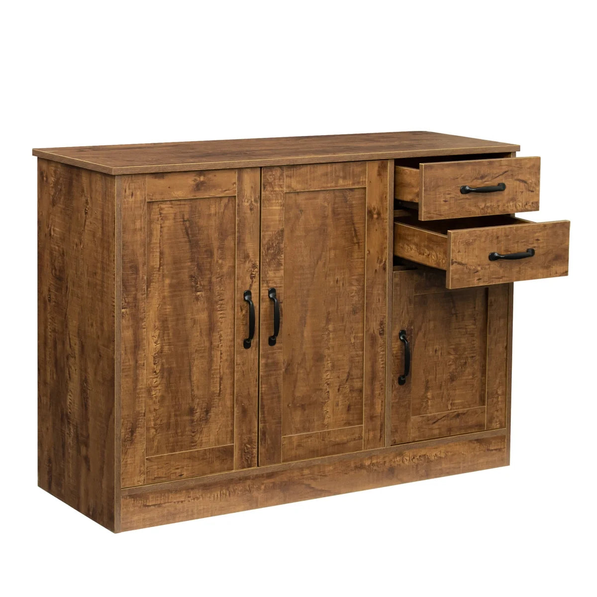 Buffet Sideboard, Kitchen Buffet Storage Cabinet Versatile Wardrobe Console Table with 2 Doors & 2 Drawers, Wood Free-Standing Pantry Cupboard with 1 Storage Cabinet for Dining Room, Oak