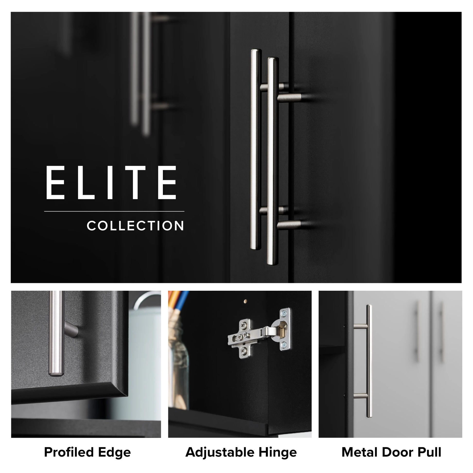 Prepac Elite 16" Storage Cabinet, Black Storage Cabinet, Bathroom Cabinet, Pantry Cabinet with 2 Adjustable Shelves, 16" D x 16" W x 65" H, BEB-1664
