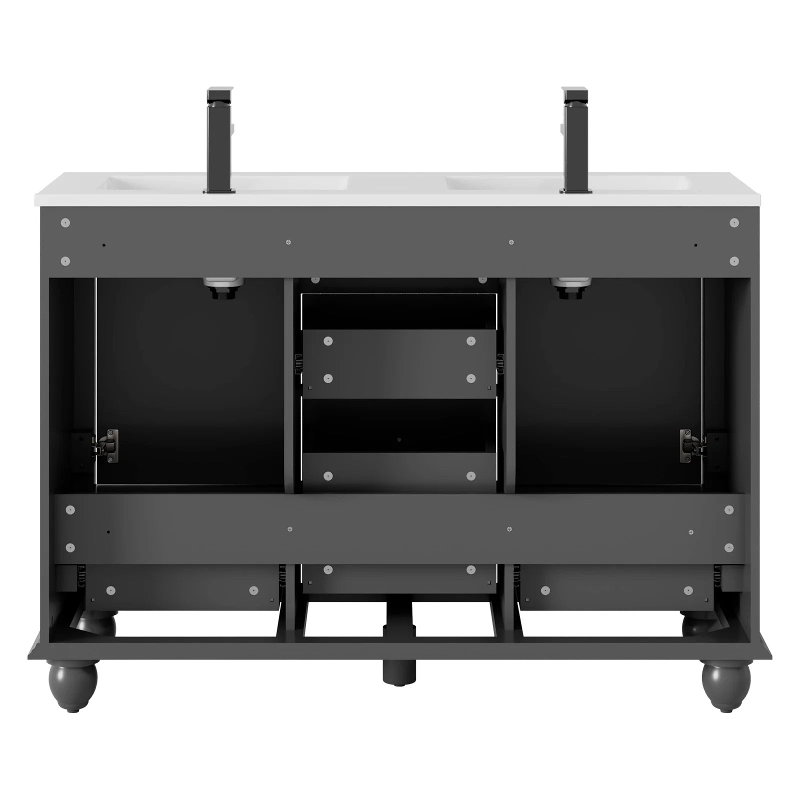 Eclife 48" Double Sink Bathroom Vanity with Top, Zinc Alloy Faucet, Painted Surface, Soft-Close Doors