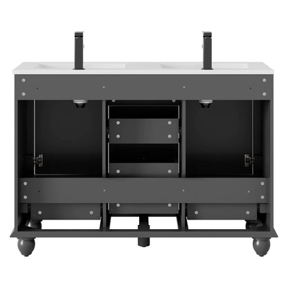 Eclife 48" Double Sink Bathroom Vanity with Top, Zinc Alloy Faucet, Painted Surface, Soft-Close Doors