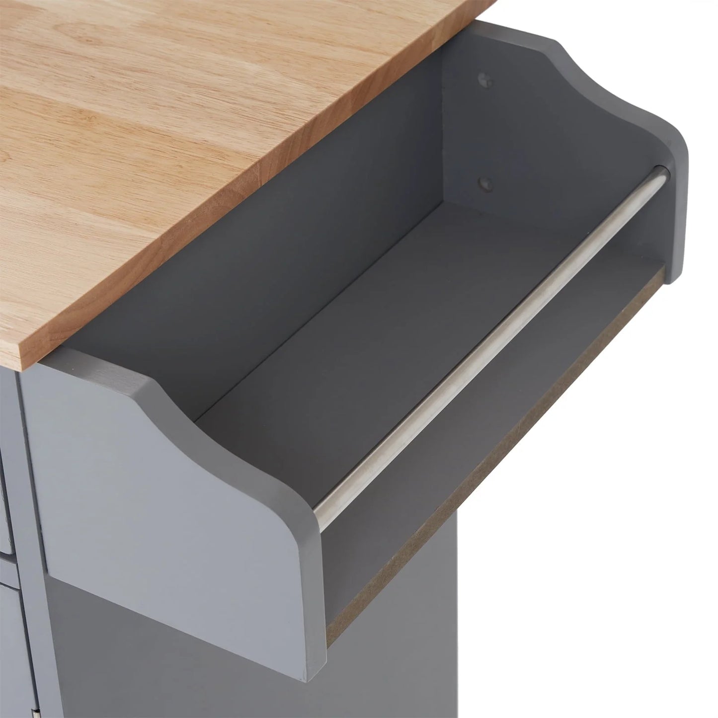 Ktaxon Rolling Trolley Cart Kitchen Island with Spice Rack, Towel Rack & Drawer, Wooden Storage Cabinet with Caster Wheels Gray