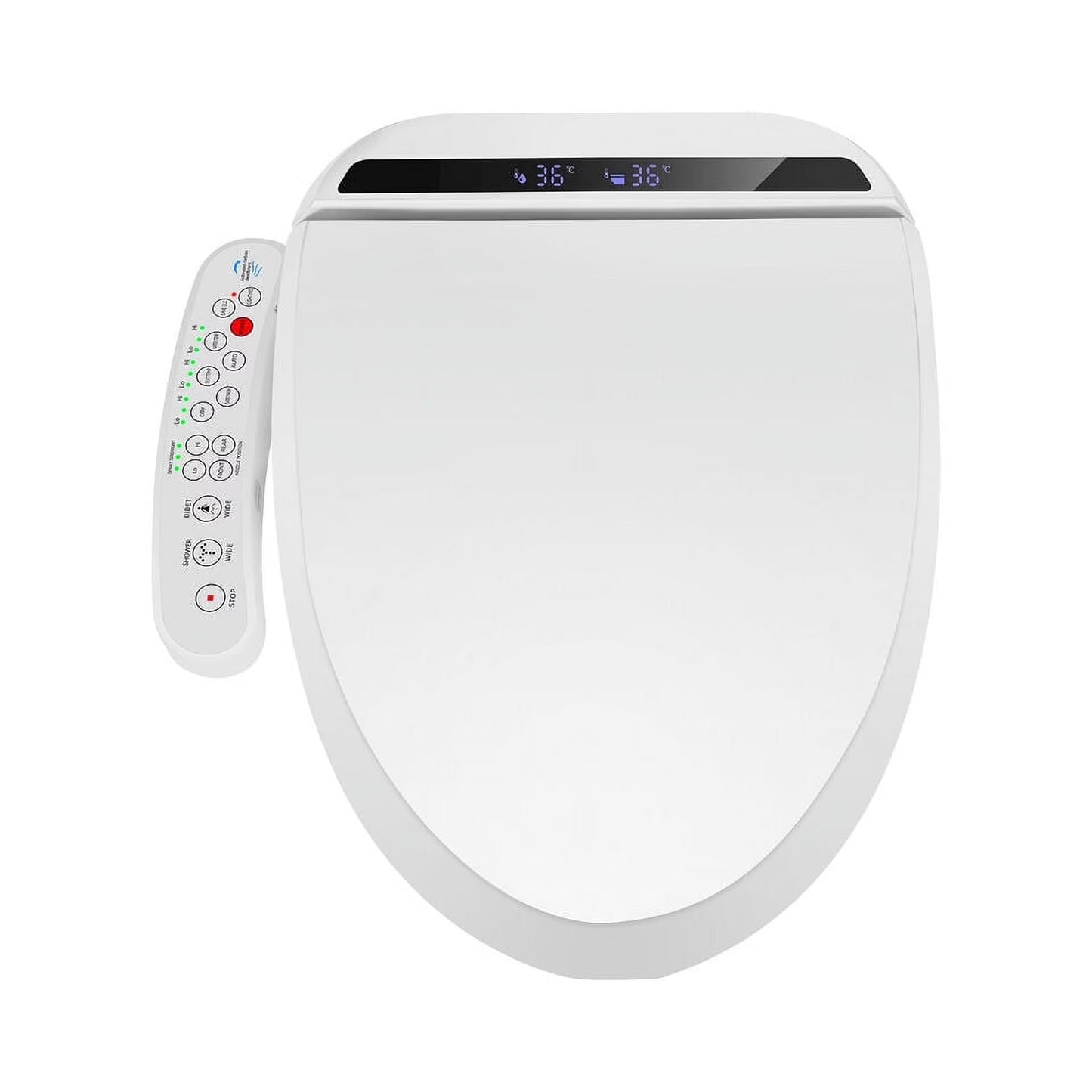 PULUOMIS Elongated Electronic Bidet Toilet Seat White with Heated Seat and Self-Cleaning Nozzle