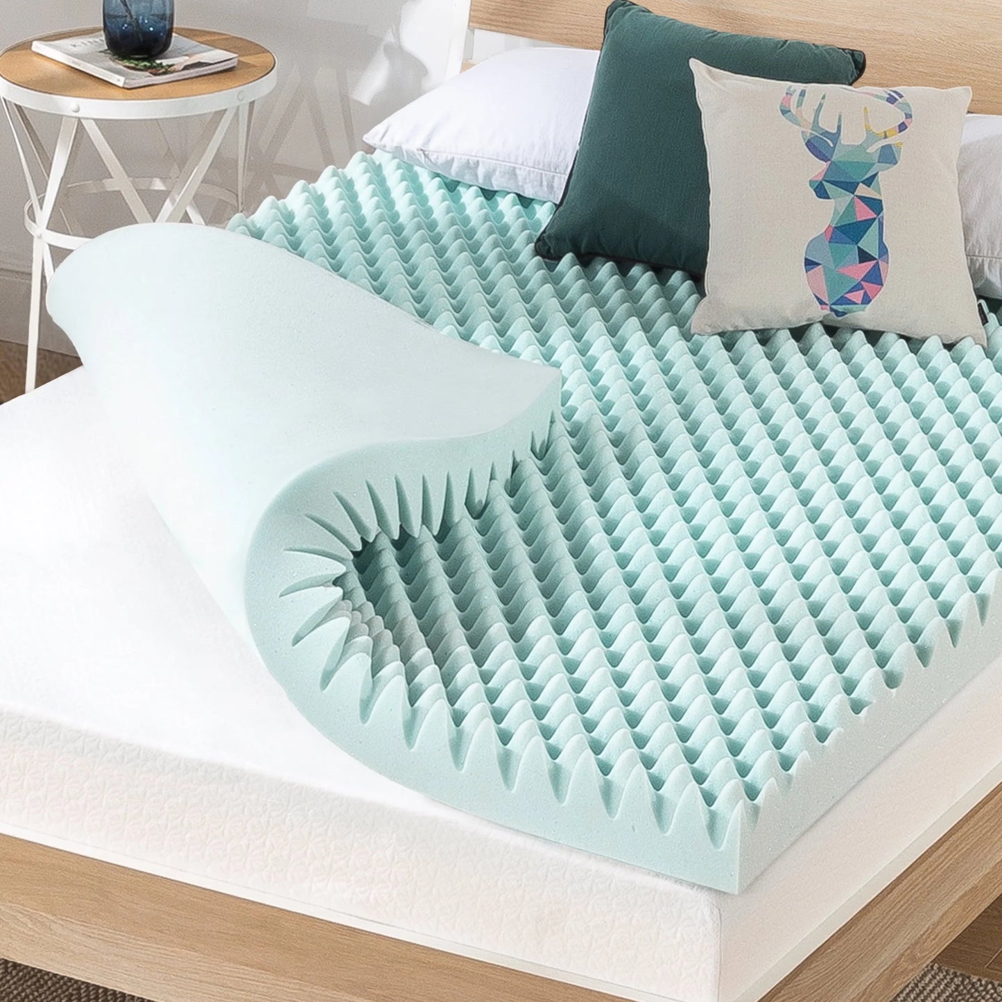 Mellow 4" Cooling Gel Egg Crate Memory Foam Mattress Topper, Queen