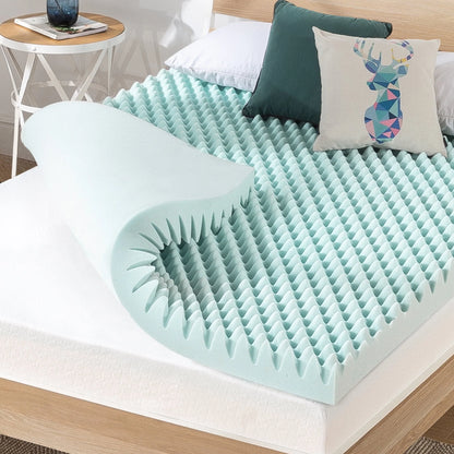 Mellow 4" Cooling Gel Egg Crate Memory Foam Mattress Topper, Queen