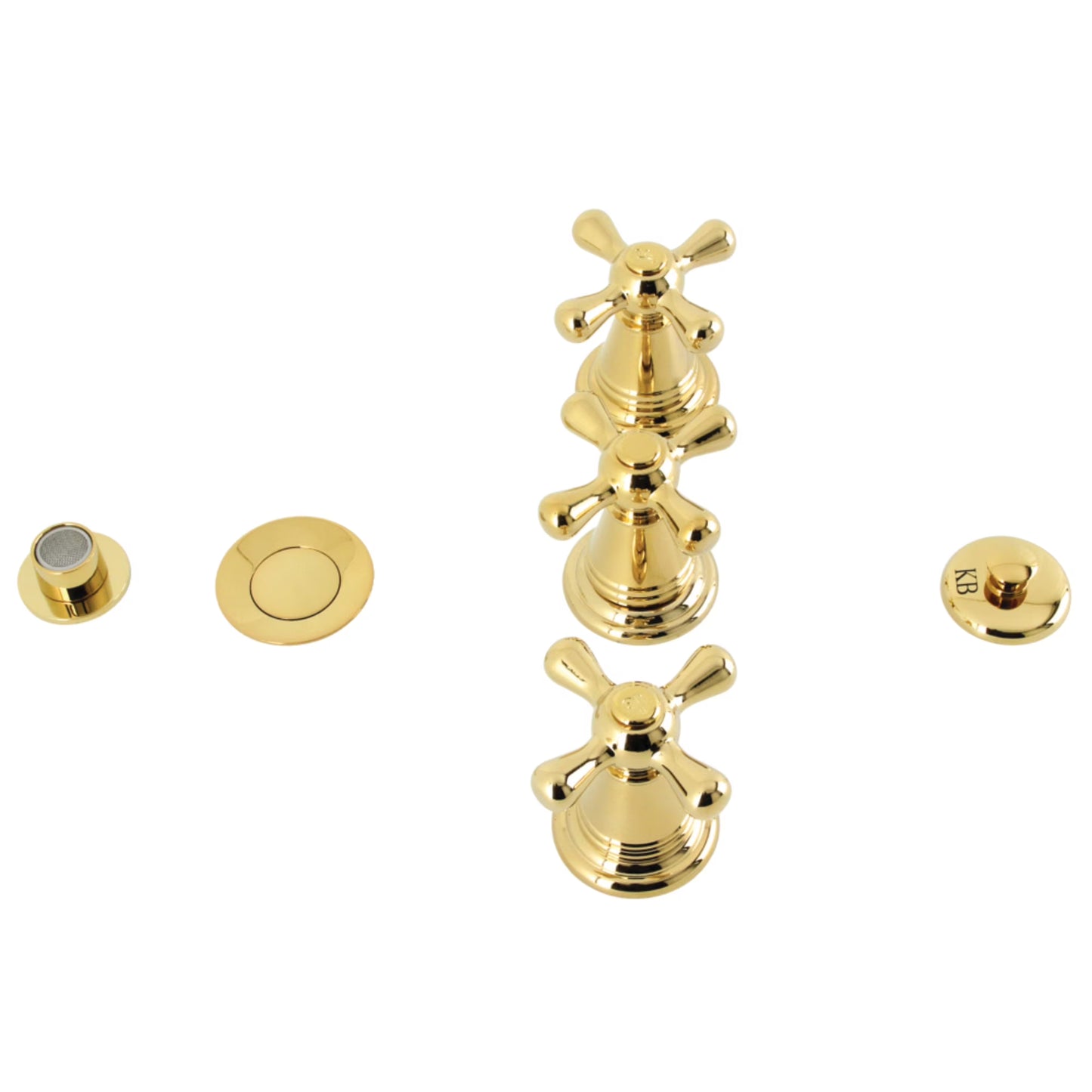 Kingston Brass KB327AX Victorian Three-Handle Bidet Faucet with Brass Pop-Up, Brushed Brass