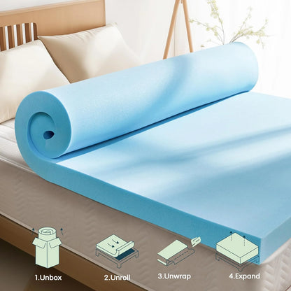 CHUN YI 3 Inch Memory Foam Mattress Topper Queen, Gel Infused Bed Topper for Pressure Relief, Memory Foam Mattress Pad for Queen Size Bed, CertiPUR-US Certified
