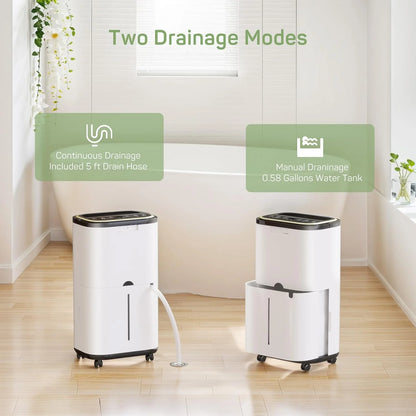 Dehumidifier with Drain Hose for Auto or Manual Drainage, 2000 Sq.Ft Energy Star Dehumidifiers for Basement Home Bedroom Large Room Bathroom, 30 Pints Dehumidification Capacity
