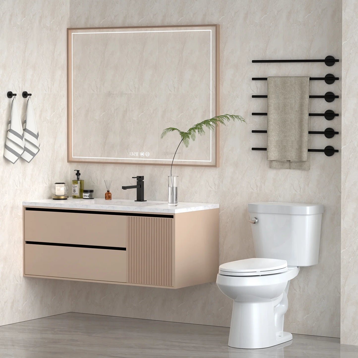 Pinypikaka Two-Piece Toilet with Toilet Seat and Wax Ring, Round Toilets for Bathrooms, 1.28 Siphonic Flush Toilet Cotton White 17", Toilet Seat Included
