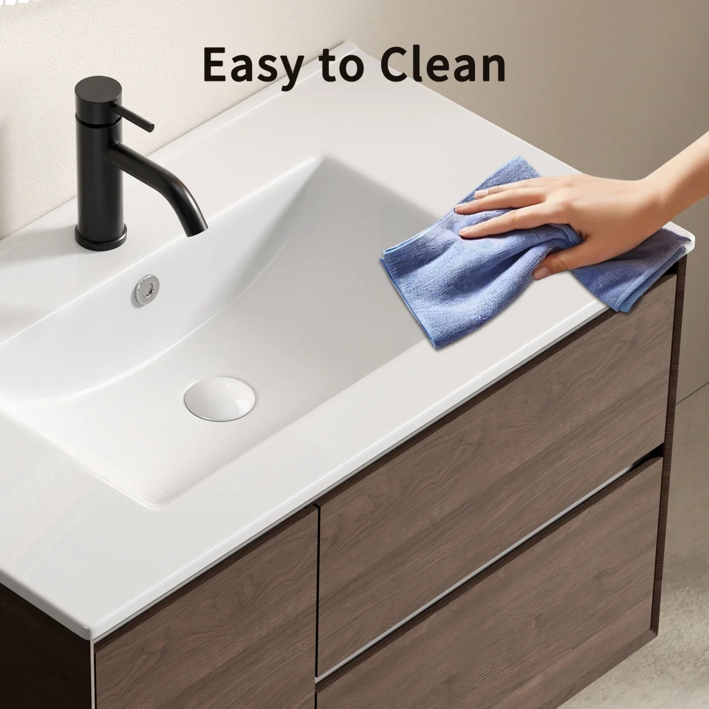 Lisonu 24-Inch Bathroom Vanity Top with Integrated Sink, White Porcelain Ceramic Vanity Sink Top with Oval Basin for a Clean, Modern Bathroom