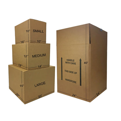 uBoxes 2 Room Wardrobe Kit 20 Moving Boxes plus Packing Supplies