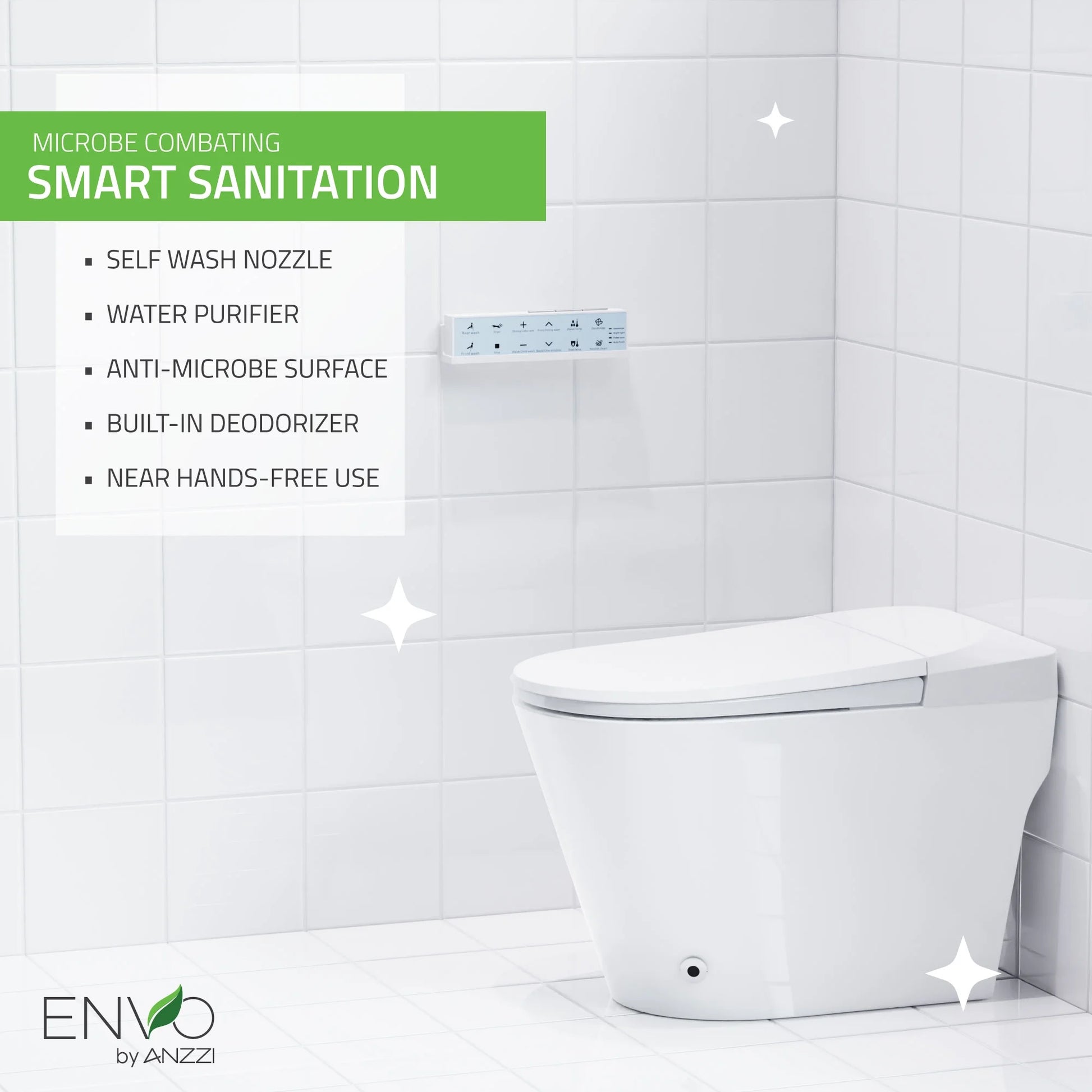 ANZZI ENVO Echo Elongated Smart Toilet Bidet in Matte Black with Auto Flush