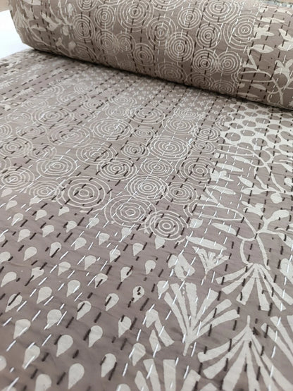 Handmade Kantha Quilt Unique Design Handmade Kantha Quilted Bedding Bedspread Handblock Print Throw Blanket Well-Looking Quilt