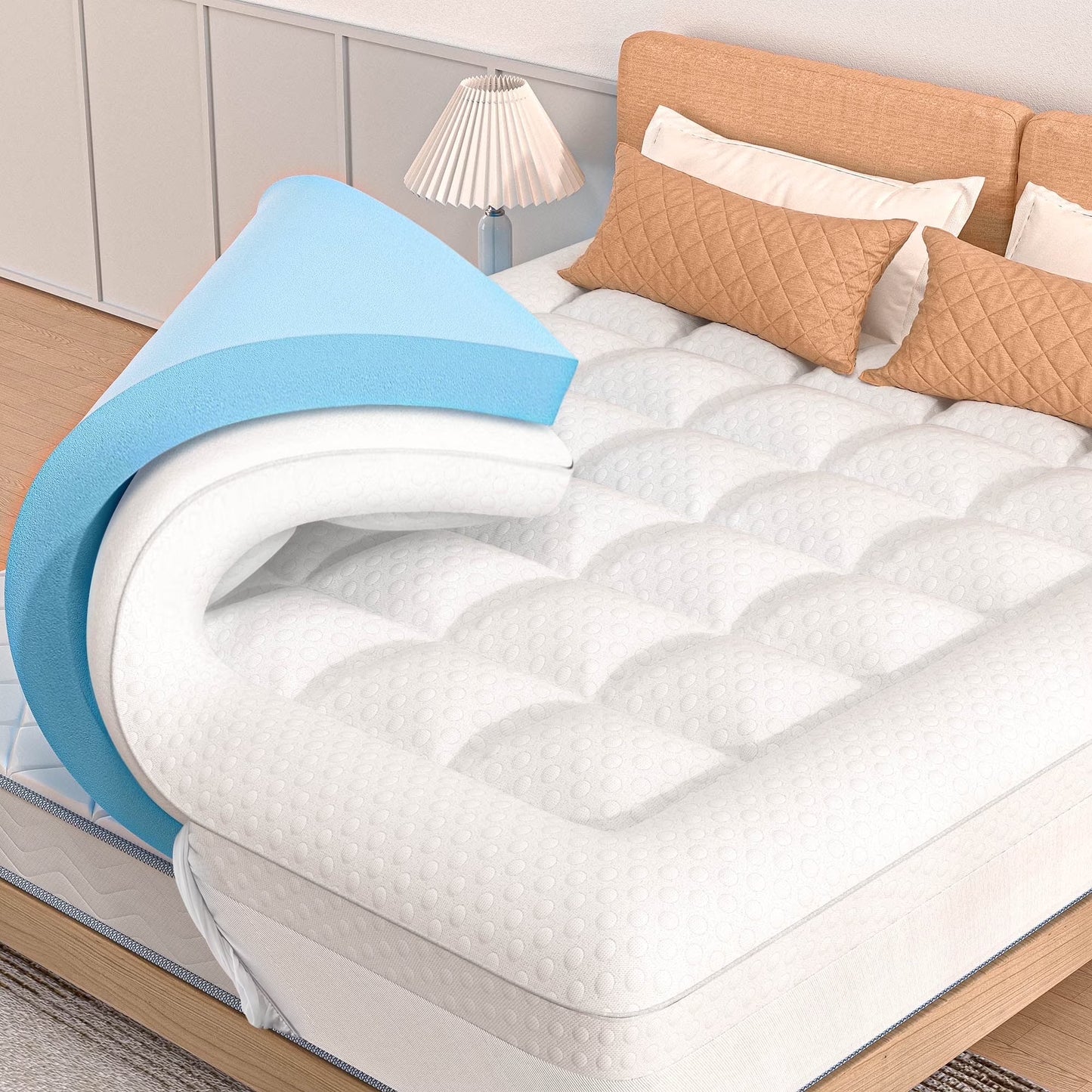 COOLHUT 4-Inch Dual Layer Gel Memory Foam Mattress King Size, 2-Inch Cooling Gel Memory Foam Plus 2-Inch 100% 400TC Ultra Thick Soft Mattress Pillow Cover, Cool Comfort, Breathable Pressure Reduction