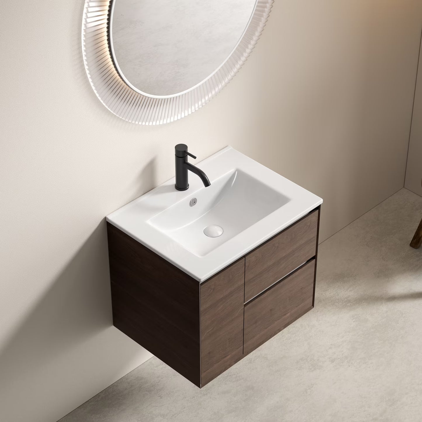 Lisonu 24-Inch Bathroom Vanity Top with Integrated Sink, White Porcelain Ceramic Vanity Sink Top with Oval Basin for a Clean, Modern Bathroom