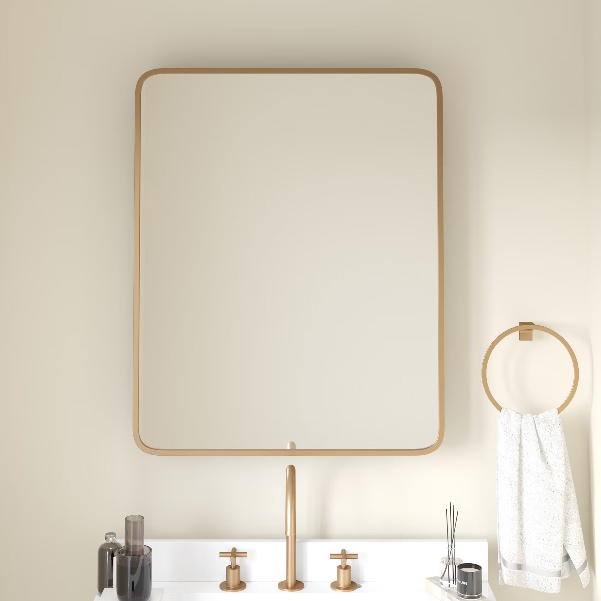 Emma + Oliver Black Metal Framed Bathroom Medicine Cabinet with Reversible, Recessed Design and Beveled Rounded Mirror - 24" x 30"
