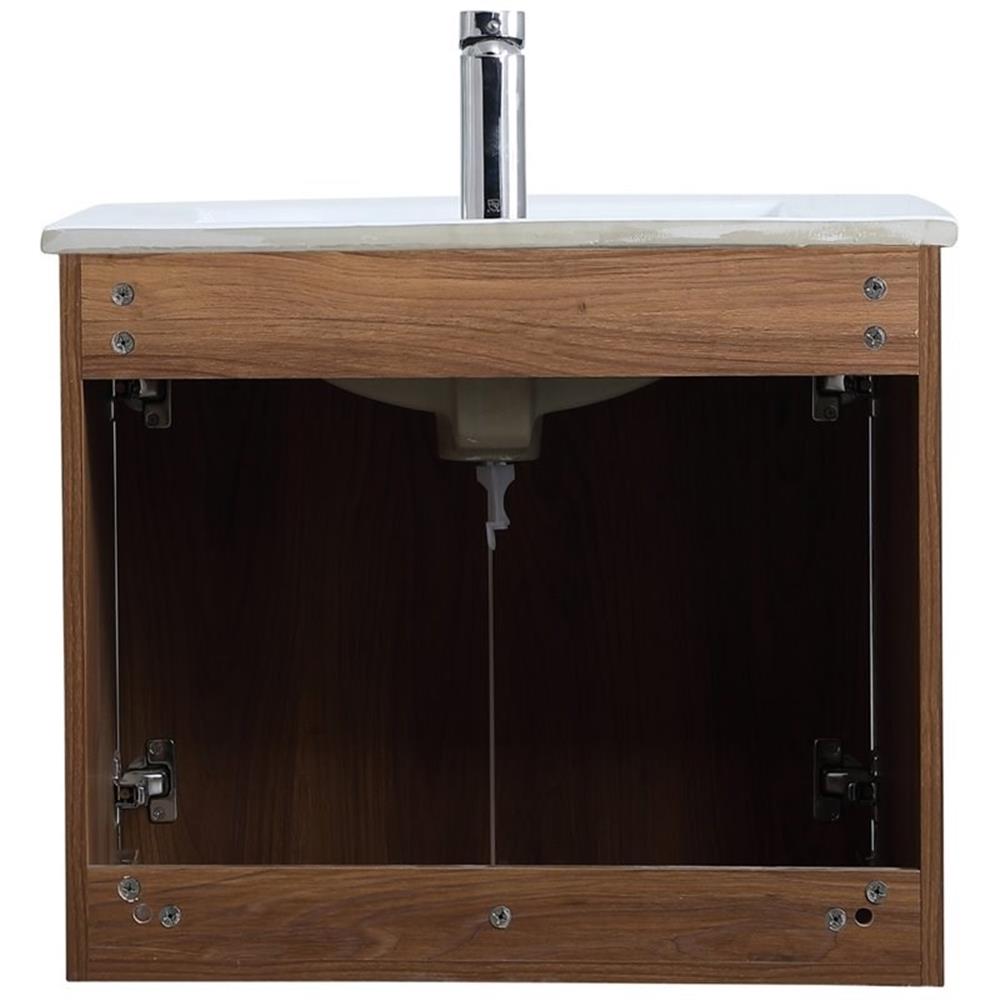 24 inch Single Bathroom Floating Vanity in Walnut Brown