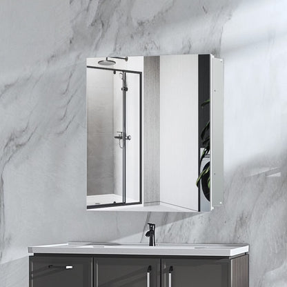 FUMANGO Aluminum Bathroom Medicine Cabinet, 24" x 24", firm and durable, waterproof and rust-proof, recessed or surface mounted,,Assembly required