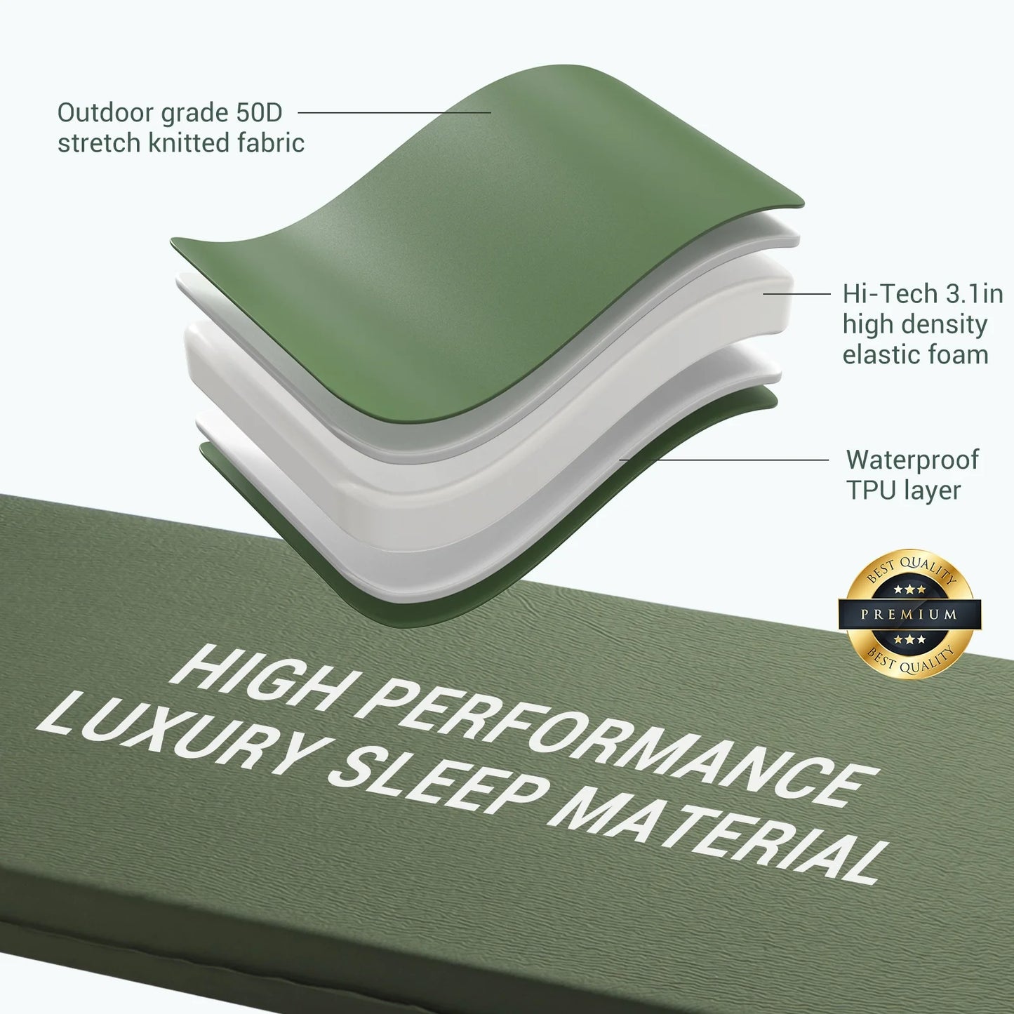 Elegear Self Inflating Sleeping Pad, 3.1" Ultra-Thick Memory Foam Camping Pad with Pillow Fast Inflating in 20s Insulated Camping Mattress Pad 4-Season Camp Sleeping Mat for Camping/Car/Tent