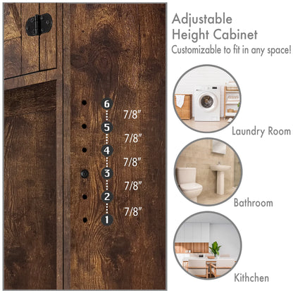 Stephan Roberts Over The Toilet Bathroom and Laundry Organizer and Storage Rack Height Adjustable Shelf, Wood