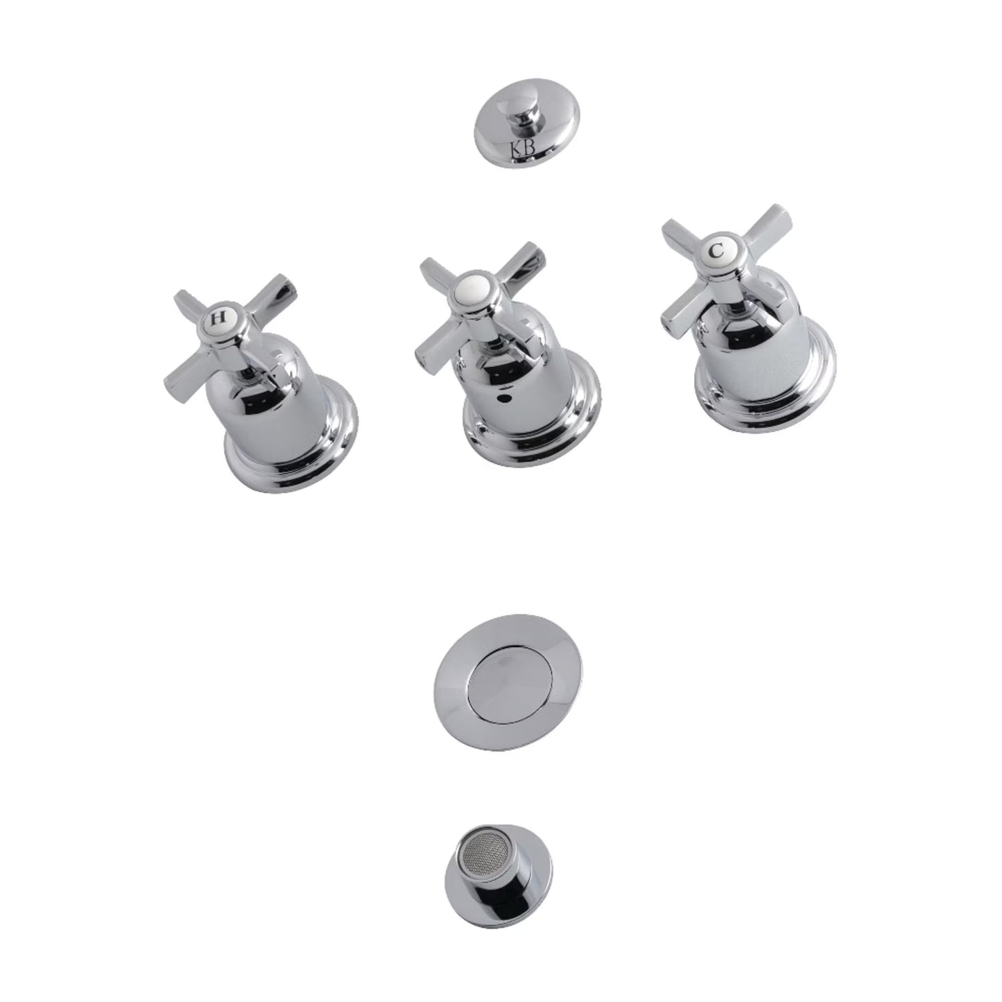 Kingston Brass KB6328ZX Millennium Three-Handle Bidet Faucet, Brushed Nickel