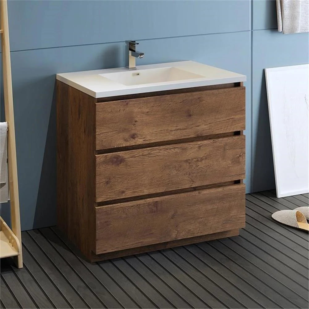 Fresca Lazzaro 36" Rosewood Free Standing Modern Bathroom Cabinet w/Integrated Sink
