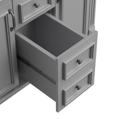 Modern Bathroom Furniture Set, 36" Bathroom Vanity with Top Sink, 35" Wall Mounted Bathroom Storage Cabinet, Mirror Cabinet with 6 Shelves, Storage Cabinet with 2 Doors and 2 Drawers, Grey