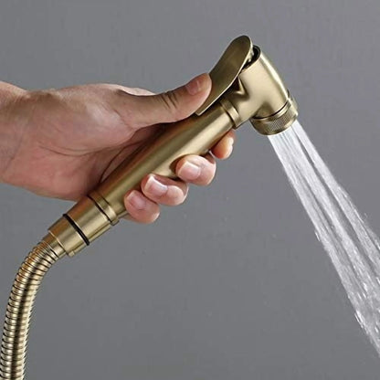 Bidet Faucet Shattaf, Brushed Solid Brass Toilet Bidet Sprayer Set, Hot and Cold Hygienic Bidet Tap,15cm Hole Distance