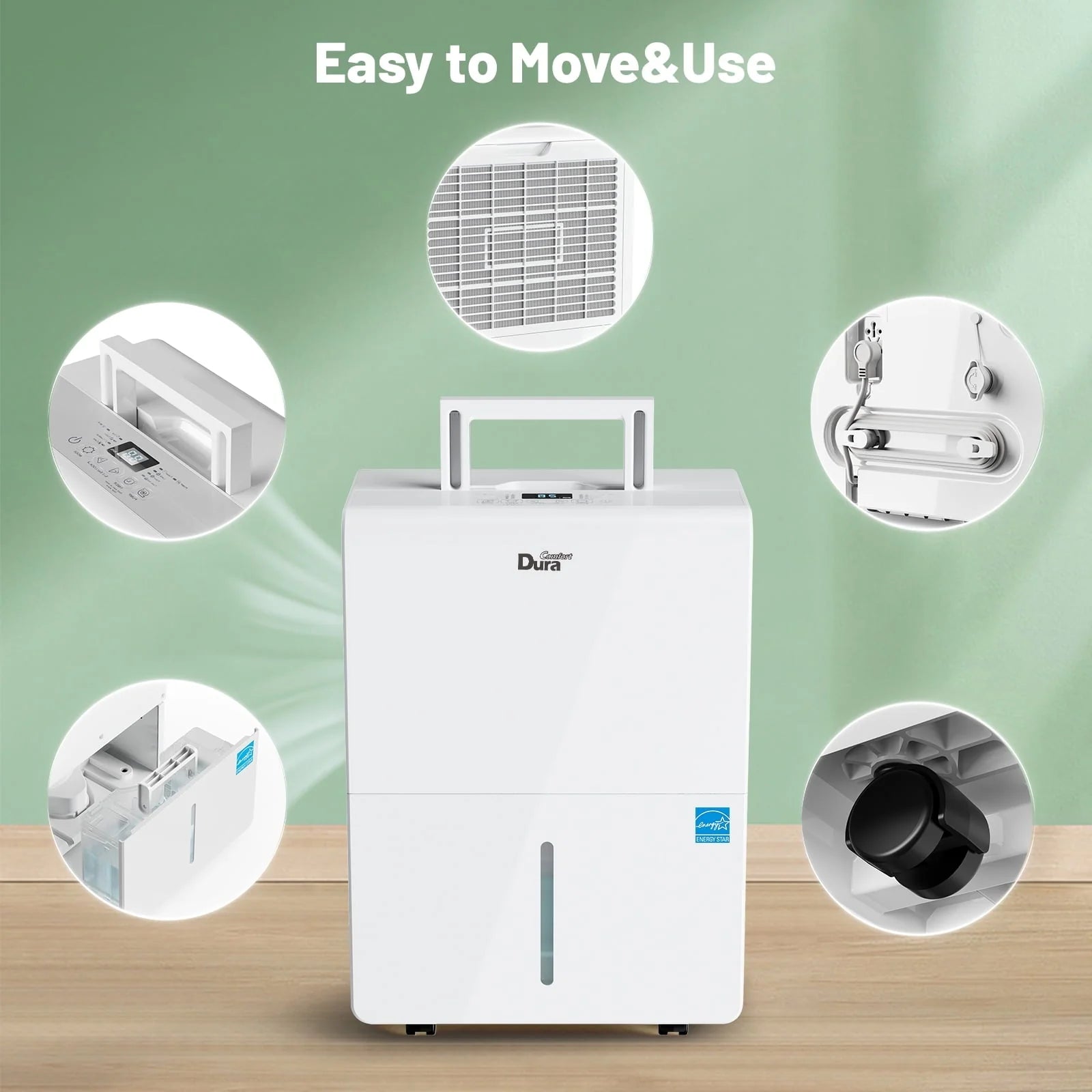 DuraComfort Dehumidifier for Bathroom Basement with Pump ,50 Pints with WIFI,up to 4,500 Sq.ft,White