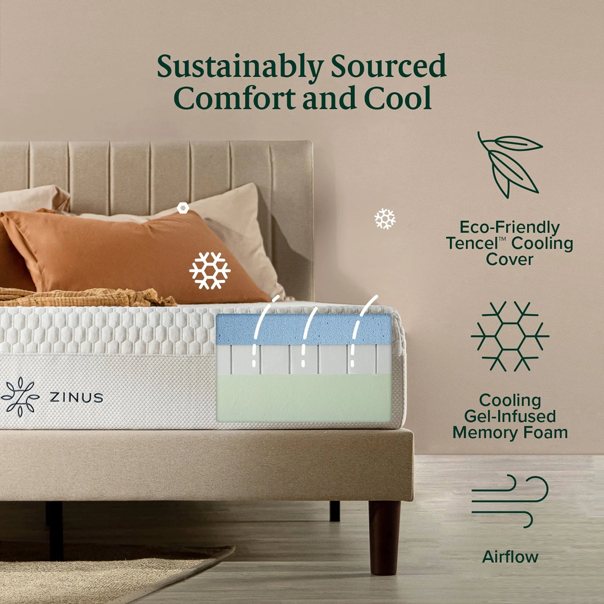 Zinus 12" Bliss Memory Foam Mattress, Made of US Foam and Global Materials, Twin