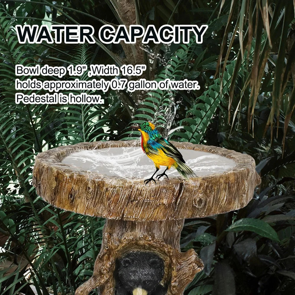23.6° Tall Resin Outdoor Bird Baths for Garden - Outdoor Standing Birdbath with Bear Statue, Pedestal Birdbaths for Outdoors, Garden, Patio, Lawn, Backyard